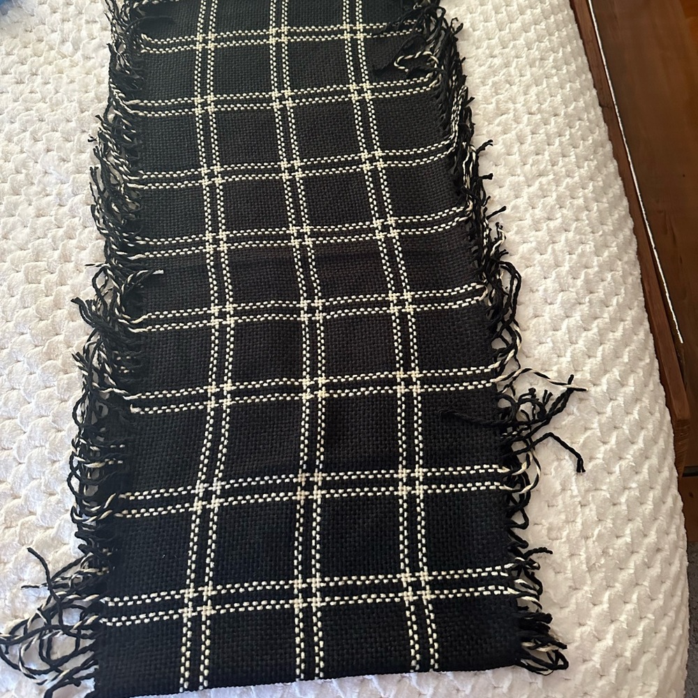 Panache knit infinity scarf. Black and ivory.
